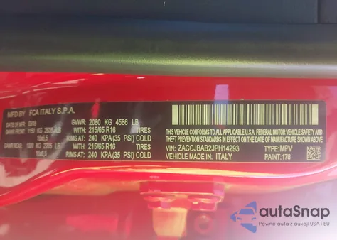 2018 Jeep Renegade Sport 4X4 из США, поврежденный, VIN ZACCJBAB2JPH14293